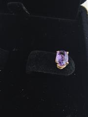 Amethyst Gold-Stone Earrings 14K Yellow Gold 0.82g